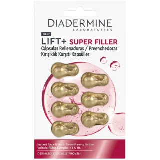 Diadermine Lift + cápsulas super rellenador acción alisante de rostro y cuello caja 7 ampollas
