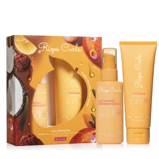 Dúo de peinado Juicy en tamaño de viaje: Acondicionador sin enjuague con protección térmica + Crema definidora