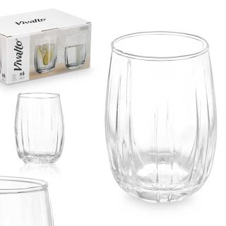 Pack 6 Vasos Rayas 380ml Transparente