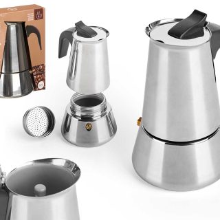 Cafetera Italiana Inducción Jarra 6 Tazas Acero