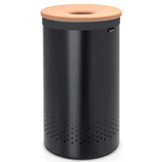 Bote para la ropa con tapa de corcho acero inoxidable negro 60 L Brabantia