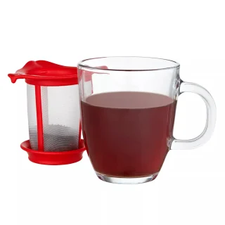 Juego tarro té / colador vaso rojo 350 ml Bodum
