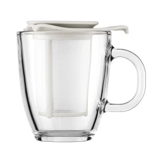 Juego tarro té / colador vaso blanco 350 ml Bodum