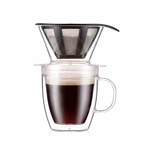 Taza doble pared con filtro para café 310 ml negro Bodum