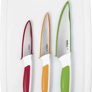 Tabla de cortar y juego de 3 cuchillos con protectores Zyliss Comfort