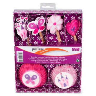 Juego de 24 capacillos para cupcakes decoración princesas Patisse