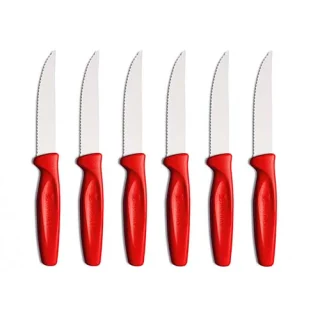 Juego de 6 cuchillos para carne acero inoxidable rojo Wusthof