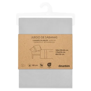 Juego de Cama 90cm Microfibra Gris Perla Dosantex