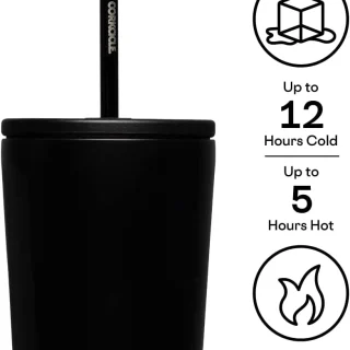 Vaso termico con popote acero inoxidable negro 709ml Corkcicle