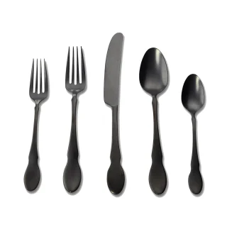 Juego de cubiertos Ebony 20pzas. acero negro Gourmet Settings