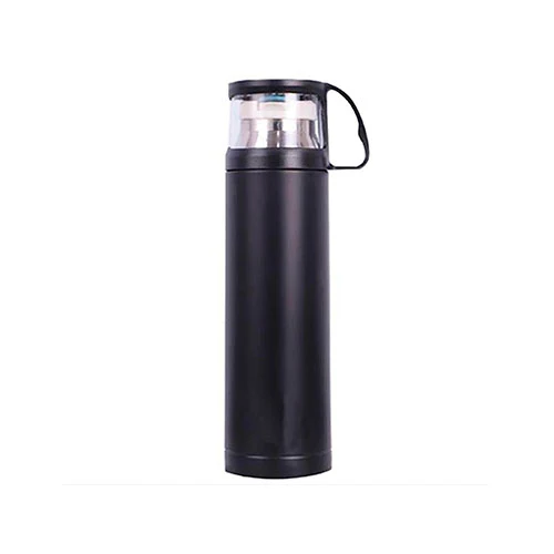 Termo con tapa transparente 500 ml acero inoxidable negro Linnar