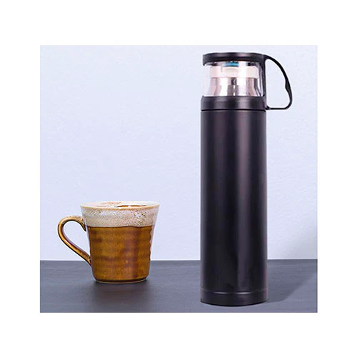 Termo con tapa transparente 500 ml acero inoxidable negro Linnar - Imagen 2