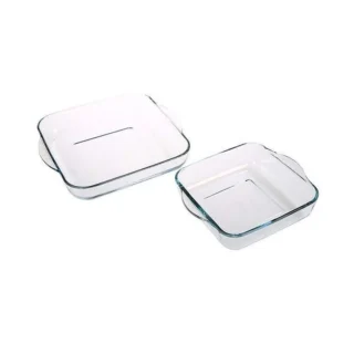 Juego Refractarios cuadrados vidrio 1.9L., 3.2L. Pasabahce