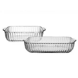 Juego 2 refractarios cuadrados vidrio 1.9 L , 3.2 L Pasabahce desc