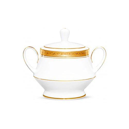 Azucarera con tapa de porcelana Crestwood Gold Noritake