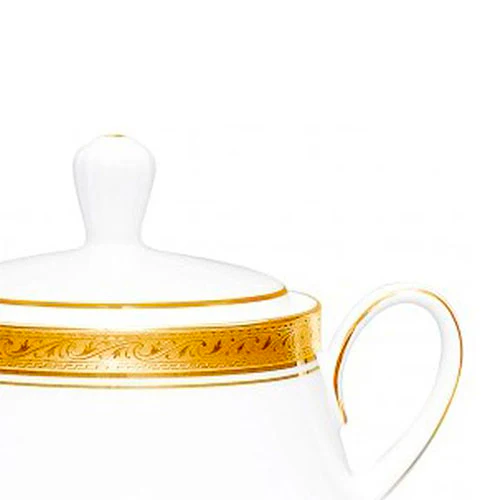 Azucarera con tapa de porcelana Crestwood Gold Noritake - Imagen 2
