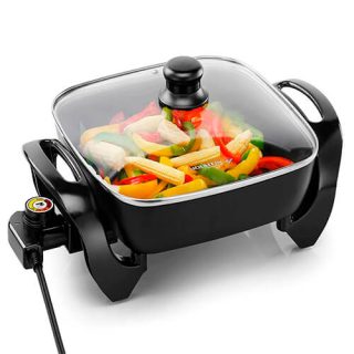 Sartén Eléctrico Holstein 28 cm con Tapa de Vidrio – Antiadherente y Multifuncional