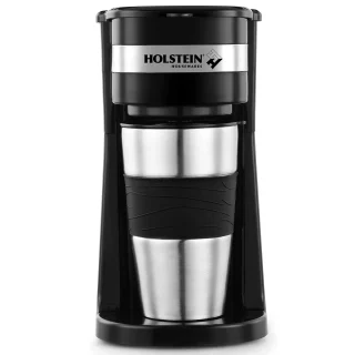 Cafetera personal acero negro 425 ml Holstein