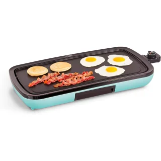 DASH Plancha eléctrica para uso diario | Antiadherente 49.5 x 24 cm | Aqua | Ideal para hot cakes, hamburguesas, huevos y más