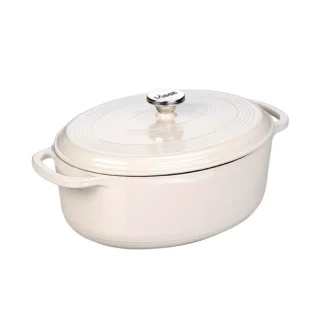 Olla De Hierro Fundido 6.6L Oval Con Esmalte De Porcelana Blanco Lodge