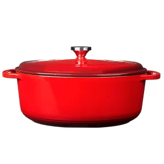 Olla De Hierro Fundido 6.6L Oval Con Esmalte De Porcelana Rojo Lodge