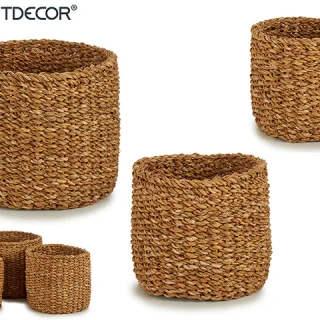 Set 3 Cestos Esparto Redondo Alto (3L - 5L - 8L)