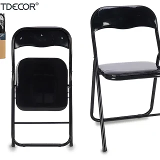 Silla Plegable Negro Brillo Patas Negras