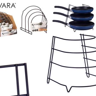 Soporte Negro Metal 3 Sartenes