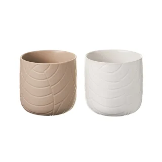Macetero Stoneware Blanco Beige 13,7x13,7x13,2cm