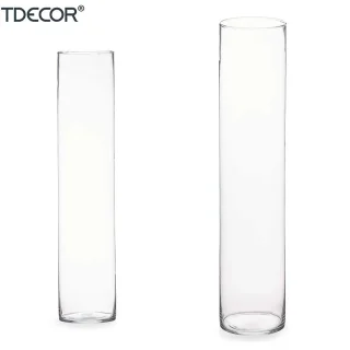 Jarrón Cristal Cilíndro 70cm Diámetro 15cm