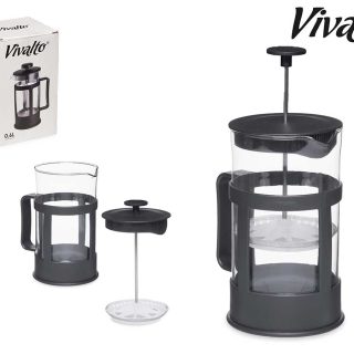 Tetera Vidrio Plástico Embolo 600ml