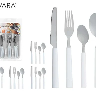 Set 16 Cubiertos con Cubertero Blanco