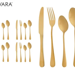 Set 16 Piezas Cubiertos Acero Dorados