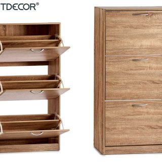 Zapatero de Madera 3 pisos color Beige 60 × 24 × 116 cm