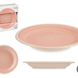 Pack 6 Platos Postre Gres Rosa Borde 19cm