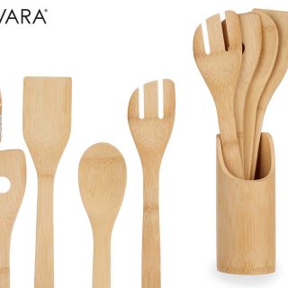 Soporte 5 Piezas Utensilios Bambú