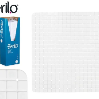 Alfombra Baño Antideslizante Cuadros Blanca Pequeña