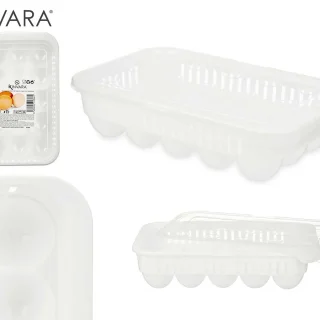 Huevera de Plástico 15 Huecos Blanco Transparente