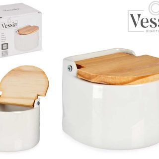 Salero Blanco Semi Circular con Tapa 550ml