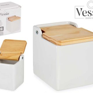 Salero Blanco Cuadrado con Tapa 550ml