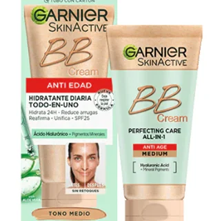 Garnier SkinActive BB Cream Anti Edad Tono Medio. Hidratante Todo en Uno con Color con SPF25