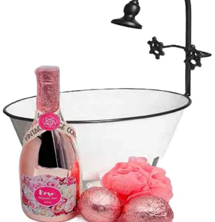 Set de baño Bañera grande blanca con botella gel + 2 bolas