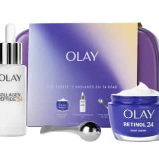 Olay neceser crema retinol noche + sérum colágeno + masajeador facial