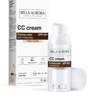 Bella Aurora CC Cream antimanchas SPF50+. Tono claro