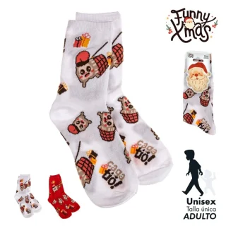 Calcetines Adulto Talla Única Caga Tió Blanco/Rojo Català