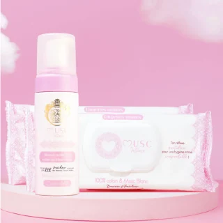 Espuma íntima + 2x toallitas - Almizcle blanco