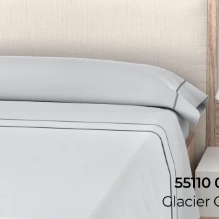 Juego de Sábanas Lisas cama 150cm Gris ''Glacier Grey'' 50% Algodón 50% Poliéster