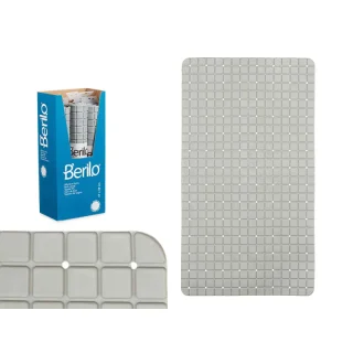 Alfombra Baño 67x38cm Antideslizante Cuadros Gris Grande