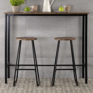 Juego de Mesa 2 Taburetes Gris Oscuro Versa