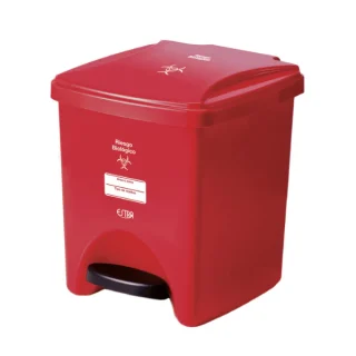 Papelera de pedal roja 20 lt Riesgo biológico CLA